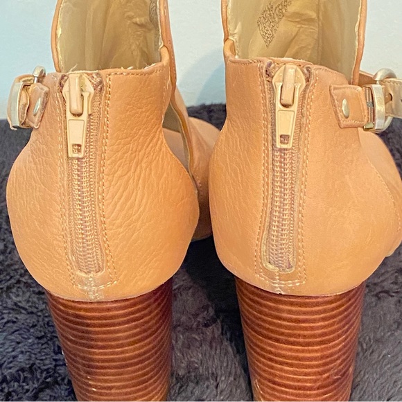 So-Sally Sole Society Tan Genuine Leather Open Toe Bootie Size 7.5 - Picture 4 of 14